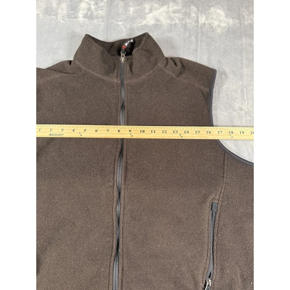 Eddie Bauer Men's Large Brown Polartec Fleece Full Zip Vest Outdoor Layering